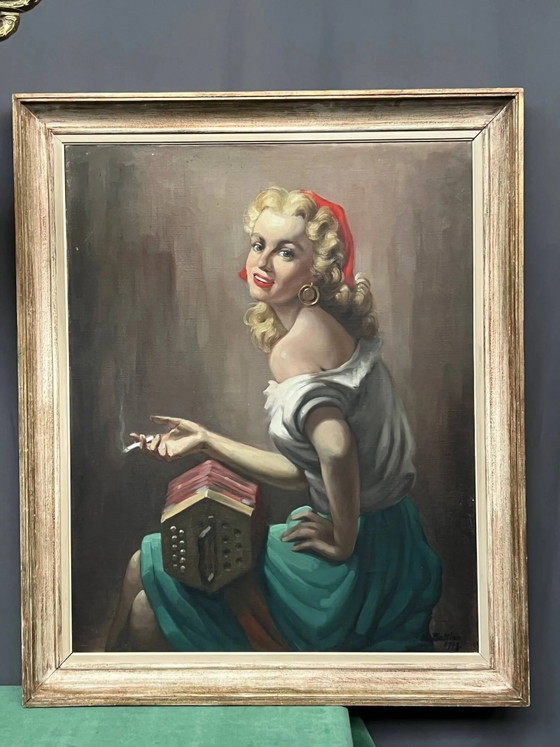 Portret van een meisje. Olieverf op doek. – Schilderijen & Tekeningen, Canvas (photo 7 of 7)