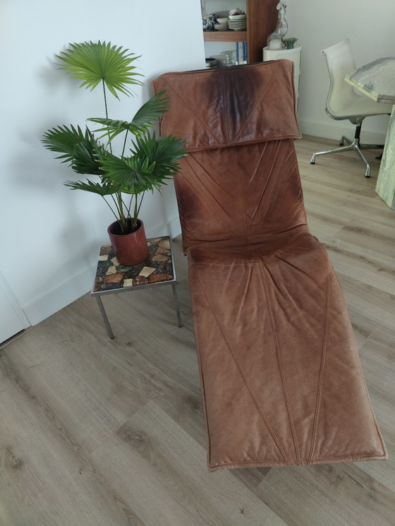 Image 1 of IKEA Skye Ligstoel - Cognac Leer & Chroom - Tord Björklund
