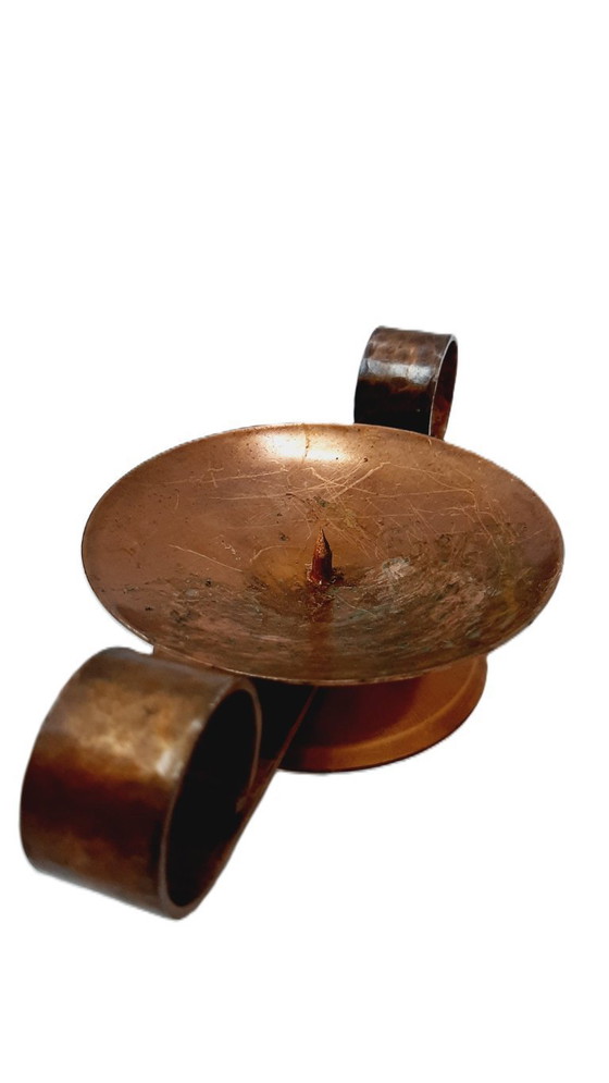 Image 1 of candelabro de cobre martillado antiguo