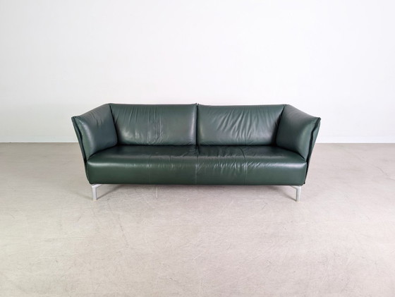 Image 1 of Original Rolf Benz Sofa Leder Design Couch dunkelgrün Zweisitzer