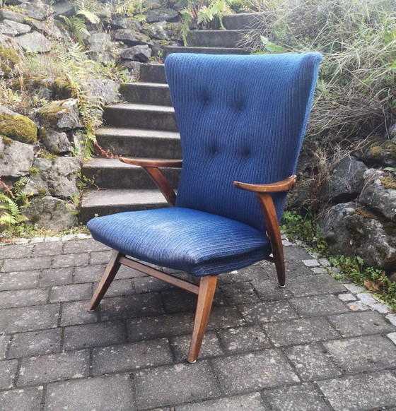 Poltrona vintage "Churchill De Luxe" – Scandinavo/Mid-Century – Poltrone, Wood, Textile (photo 2 of 8)
