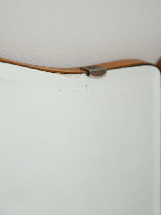 Image 1 of Scandinavische vintage drievoudige eikenhouten spiegel met inklapbare zijpanelen