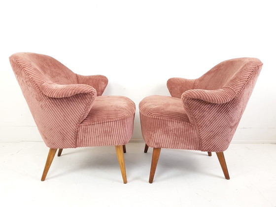 Image 1 of 2 Rosa Cocktail Stühle | Neu gepolstert Rippe Artifort