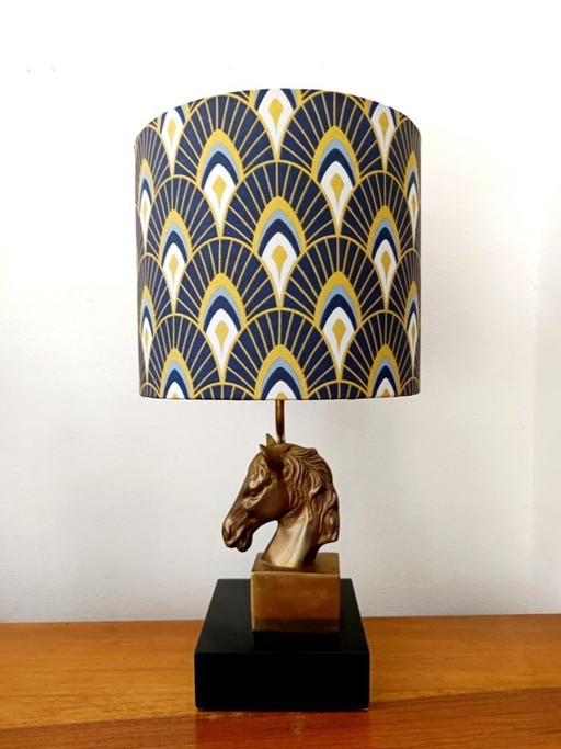 Lampe cheval abat-jour art déco, style Maison Charles
