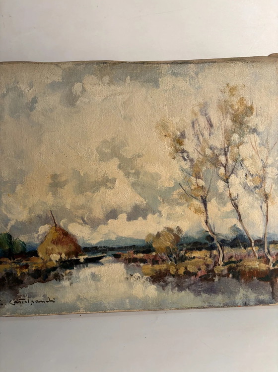 Oil on Canvas Natural Landscape Painting by C. Castelfranchi, 1950s, Paintings & Drawings (photo 3 of 8)