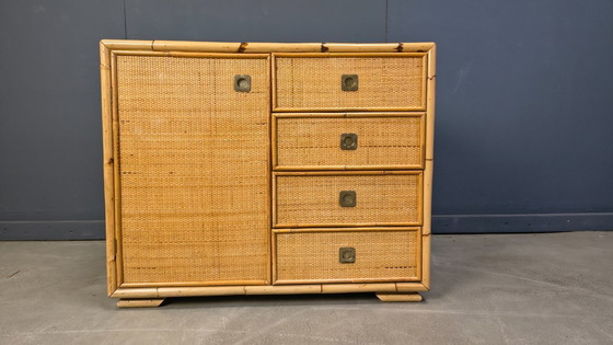 Image 1 of Wicker and bamboo cabinet by Dal Vera, 1970s