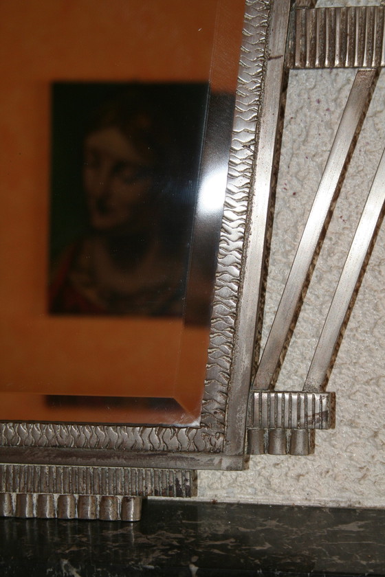 Image 1 of Metal Art Deco mirror (forged/ trapezoidal shape)