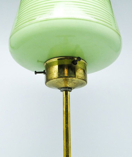 Mid-Century Glass Pendant Lamp by Polam, Poland 1950s – Metal (photo 5 of 6)