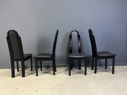 Postmodern lacquered wood italian dining chairs, 1980s
