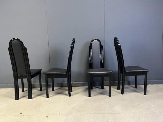 Image 1 of Postmodern lacquered wood italian dining chairs, 1980s