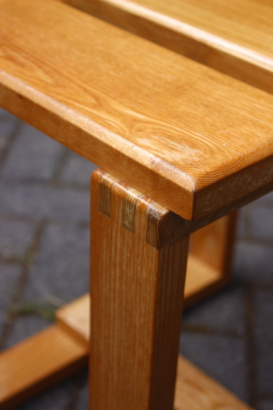 Image 1 of Massief houten kruk, vintage modernistisch ontwerp, jaren 1970