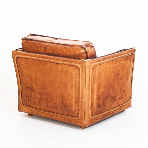 Vintage Club Armchair by Roche Bobois. Camel Buffalo Leather. France, 1980s. – fauteuils (photo 2 of 19)