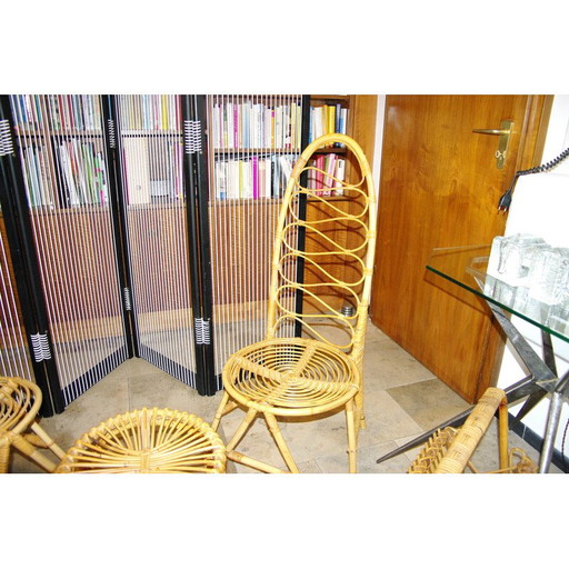 Vintage bamboo living room set by Bonacina and Albini, 1960