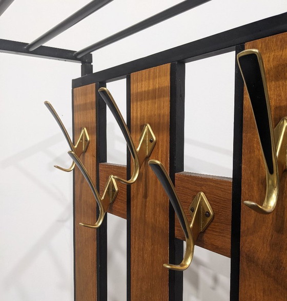 Image 1 of Porte-manteau vintage avec coffre et miroir