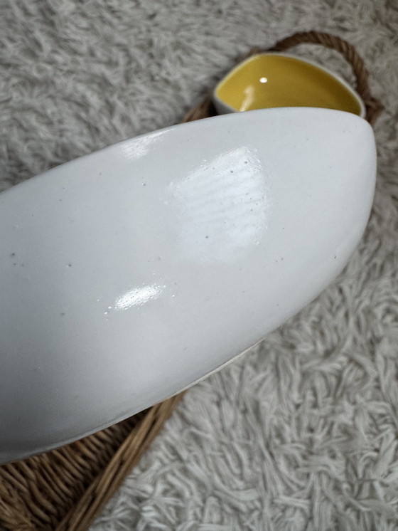 Image 1 of Service apéritif céramique et osier années 60