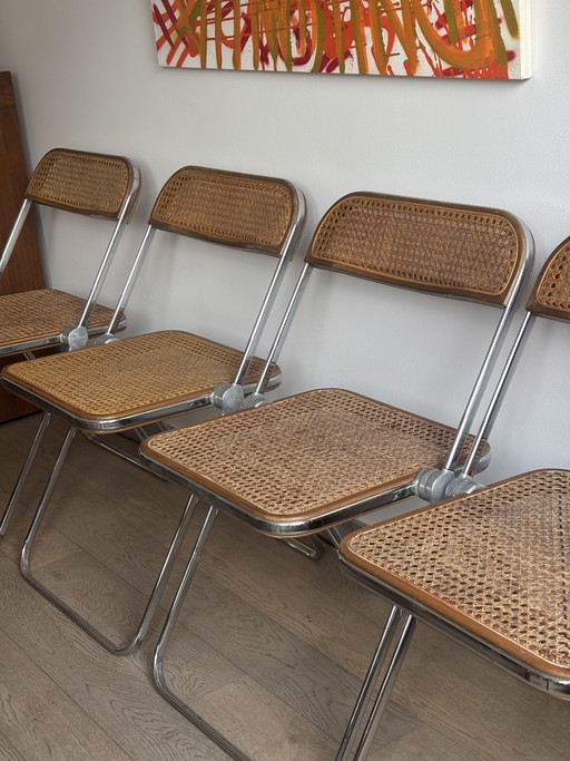 Set di 4 sedie Plia disegnate da Giancarlo Piretti – Castelli, klapstoelen, Chrome, Wood (photo 2 of 14)