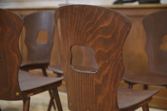 Set of 8 Baumann “Gentiane” model chairs by Henri Julien, 1960s – Dining chairs, Wood (photo 11 of 14)