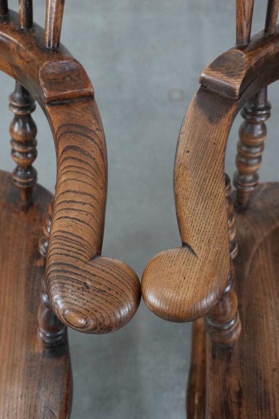 Image 1 of 2 sedie Windsor antiche inglesi con schienale alto del XVIII secolo