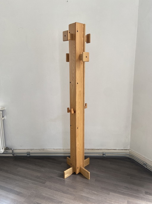 Solid Oak Column Coat Rack, Brutalist Style — in the spirit of Giuseppe Rivadossi, 1970s – kapstokken, Wood