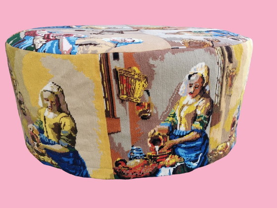 Image 1 of Cover for an oval pouf by Vermeer "Milkmaid".