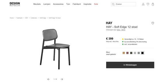 Image 1 of 7x HAY SOFT EDGE 12 Stuhl (schwarz)