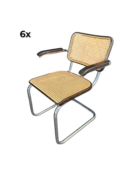 6x - Originale Vintage Thonet Stühle S 64 V - Marcel Breuer mit Armlehnen