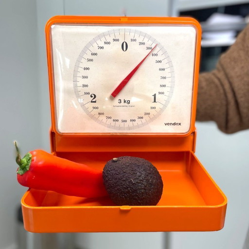 Bilancia da cucina vintage arancione Vendex tedesca da parete