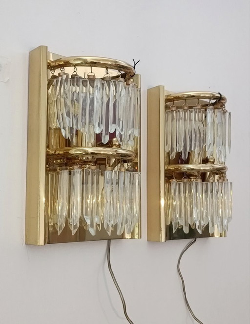 Par de apliques de cristal de Murano de Lumica, década de 1970. – wandlampen, Brass (photo 2 of 13)