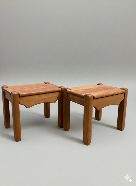 Image 1 of Coppia di comodini in olmo massello – stile Regain/Chapo, anni '70