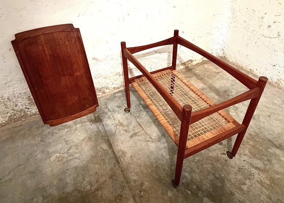 Image 1 of Carrello da tè Poul Hundevad, carrello bar con piano rimovibile