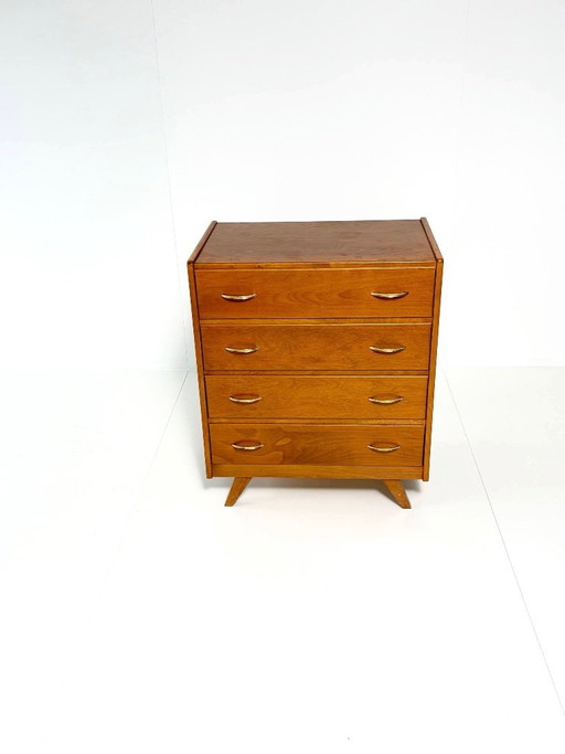 Vintage Chest of drawers with 4 drawers – Mid-Century Modern, 1950s, Teak look