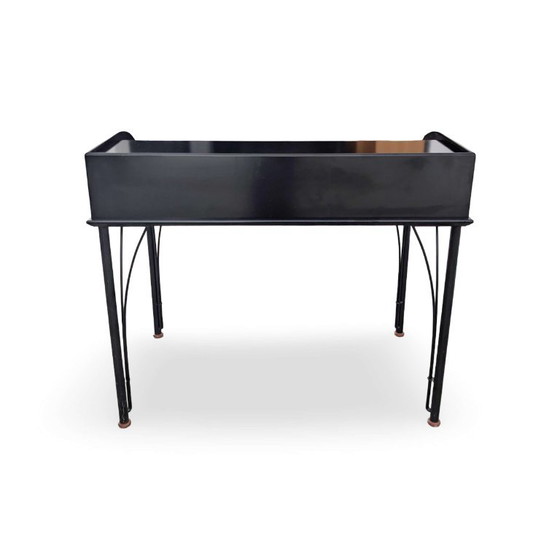 Ligne Roset Vintage Secretary Desk Roll-Top Table 90s, Metal, Black (photo 5 of 8)