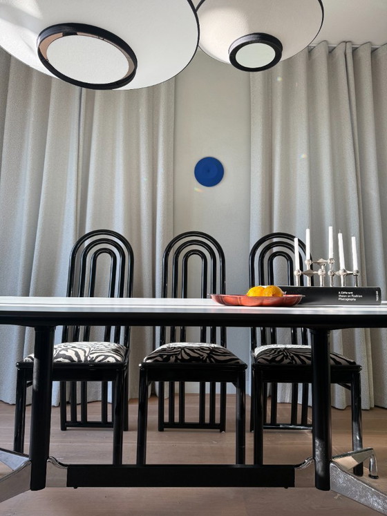 Image 1 of Set of 3 Postmodern Dining Chairs – Memphis Style – Zebra Print