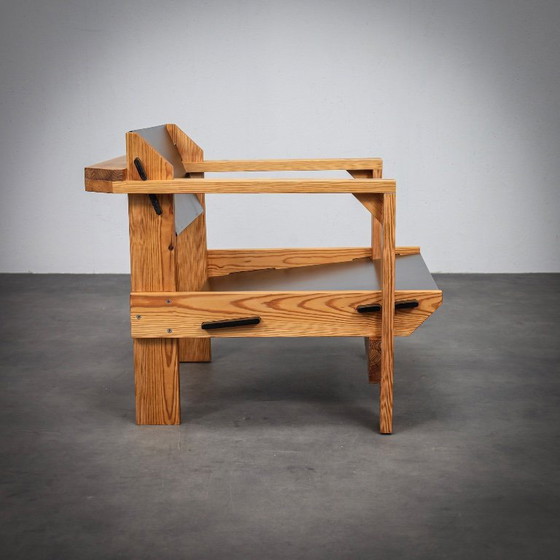 Image 1 of Rarissima coppia di poltrone lounge olandesi in legno massello di pino, di Wouter Fens, anni '60.