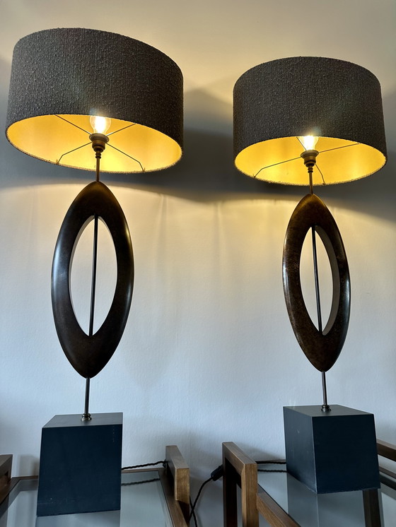 Image 1 of Porta Romana Sculpted Manhattan Large table lamp set 2 pieces
