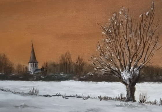 Image 1 of Small winter landscape on canvas 50 x 40 cm - Colson A, 1983