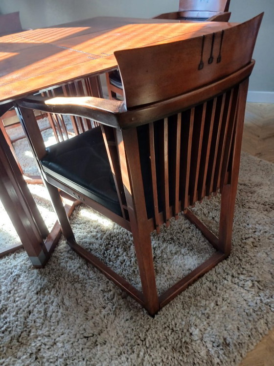 tafel en 4 stoelen schuitema decoforma reeks, Eetkamerset, Leer, Hout, Bruin (foto 5 van 5)
