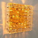 Plafoniera Kinkeldey XL anni '70, 60x60 cm, cristallo tagliato, placcata oro.