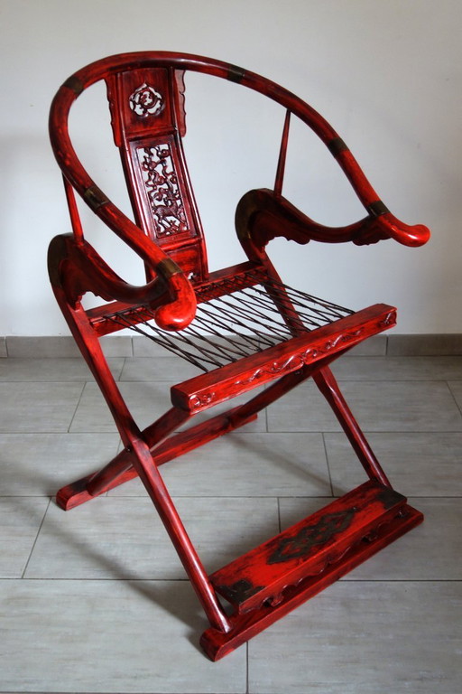 Ancien fauteuil pliant de mandarin, Chine, milieu XXème