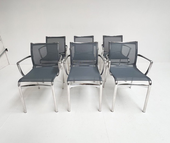 Image 1 of Set of 6 Big Frame 44 chairs by Alberto Meda for Alias, after 2000