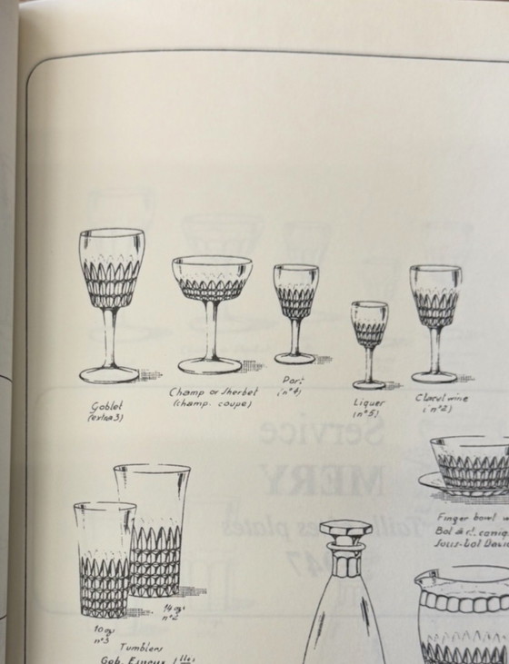 Image 1 of Val Saint Lambert - Set di 6 coppe di cristallo - Servizio Mery. Art Déco anni '40