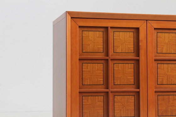 Buffet bas brutaliste italien Caccia alla Volpe par Linea Arredo, Bois, Marron, Vintage (photo 6 sur 10)
