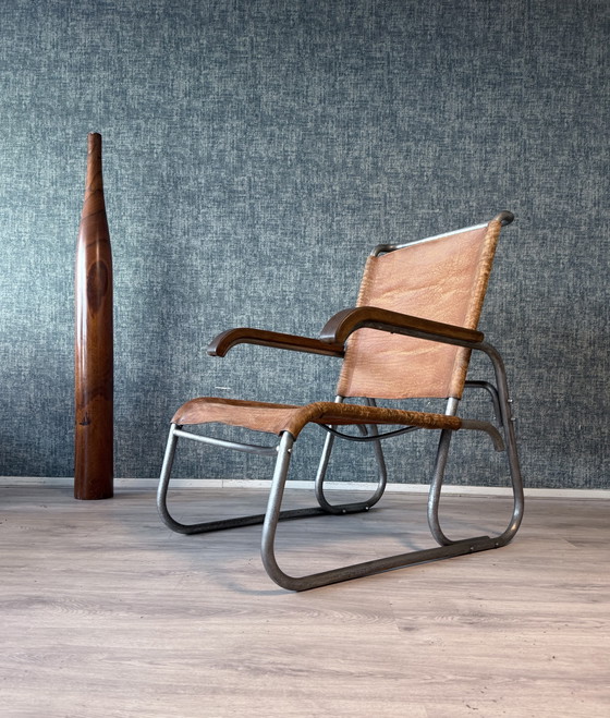 Image 1 of Vroege Bauhaus fauteuil met hoge rugleuning Veha, Den Haag, jaren 30