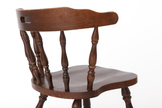 Vintage Western Style Wooden Chair, 1950s–1960s German Rustic Beechwood Dining Chair, Bonanza Style (photo 9 of 12)