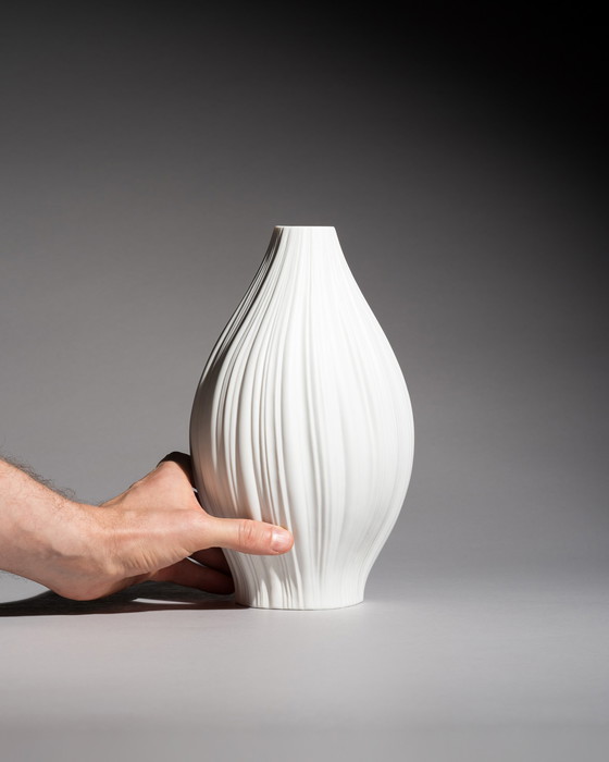 Image 1 of Rosenthal Vase Duo Martin Freyer Bisque Porcelain Plissée Iconic Design 2. Wahl 