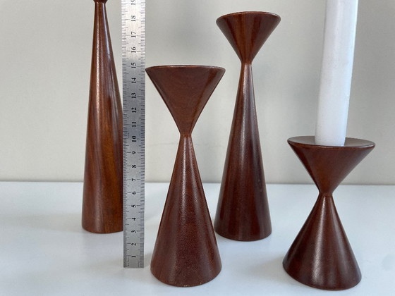 Image 1 of 4x PORTACANDELE in palissandro danese vintage design di metà secolo