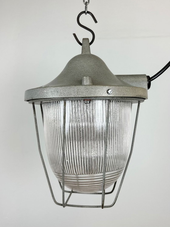 Image 1 of Lámpara de búnker industrial gris claro de Polam Gdansk, década de 1970