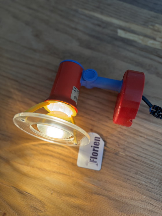 Image 1 of Vintage spotlight by Massive for IKEA in yellow/blue/red 80s.