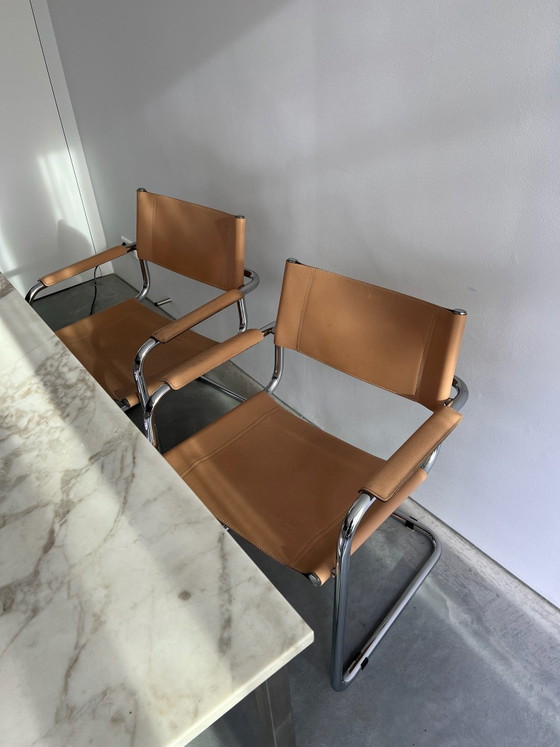 3 Mart Stam tubular frame chairs – Dining chairs, Leather, Chrome (photo 7 of 7)