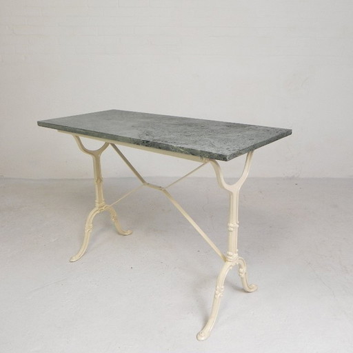 Gartentisch, Bistrotisch mit Marmorplatte, 1950er Jahre